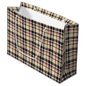 Rood beige Black White Squares Tartan Patroon Groot Cadeauzakje (Voorkant Gekanteld)