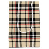 Rood beige Black White Squares Tartan Patroon Medium Cadeauzakje (Achterkant)