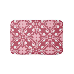 Rood, beige bloemen, naadloos behangpatroon. badmat