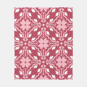 Rood, beige bloemen, naadloos behangpatroon. fleece deken