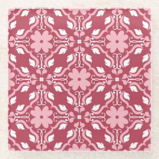Rood, beige bloemen, naadloos behangpatroon. glazen onderzetter