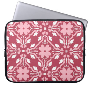 Rood, beige bloemen, naadloos behangpatroon. laptop sleeve