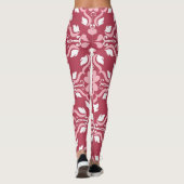 Rood, beige bloemen, naadloos behangpatroon. leggings (Achterkant)