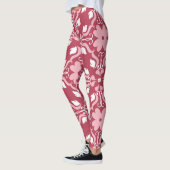 Rood, beige bloemen, naadloos behangpatroon. leggings (Links)