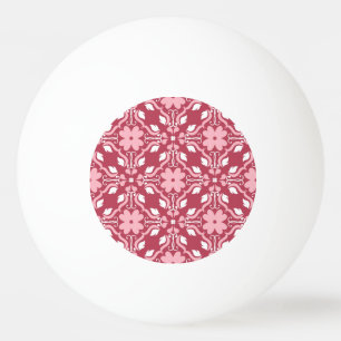 Rood, beige bloemen, naadloos behangpatroon. pingpongbal