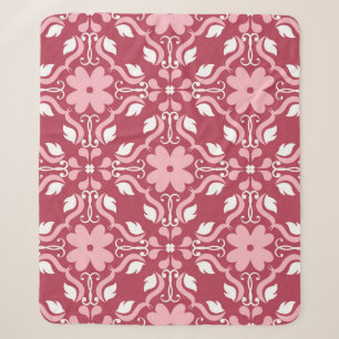 Rood, beige bloemen, naadloos behangpatroon. sherpa deken