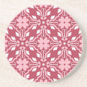 Rood, beige bloemen, naadloos behangpatroon. zandsteen onderzetter