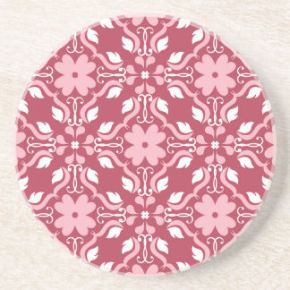 Rood, beige bloemen, naadloos behangpatroon. zandsteen onderzetter