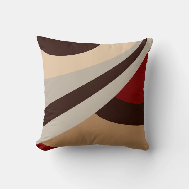 Rood, beige, bruin, modern design kussen (Voorkant)