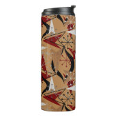 Rood, beige, bruin, rode rode, rode, rode, rode ho thermosbeker (Gedraaid links)