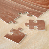 Rood, beige en geel gestreept in de wind en legpuzzel (Zijkant)