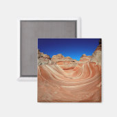 Rood, beige en geel gestreept in de wind en magneet (Voorkant / Achterkant)