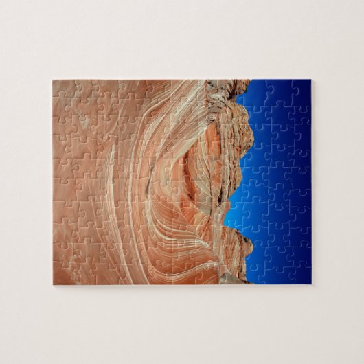 Rood, beige en gele streping in de wind en legpuzzel (Horizontaal)