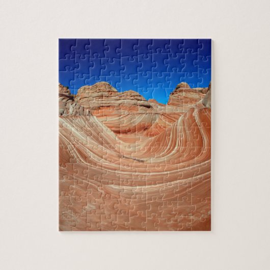 Rood, beige en gele streping in de wind en legpuzzel (Verticaal)