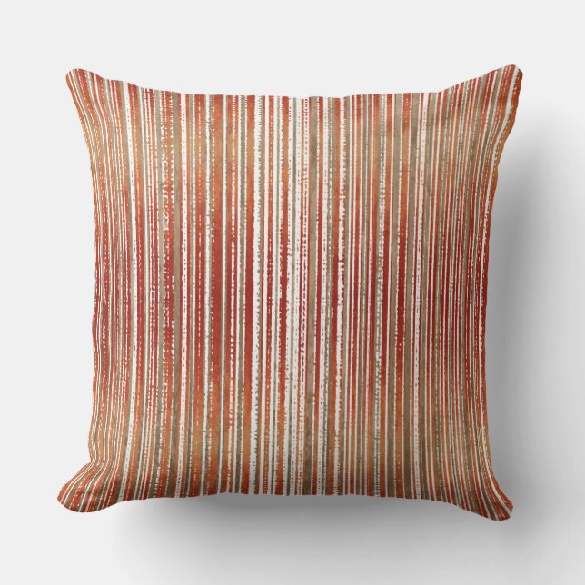 Rood, beige en wit gestreept patroon kussen (Voorkant)