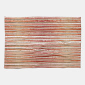 Rood, beige en wit gestreept patroon theedoek (Horizontaal)