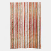 Rood, beige en wit gestreept patroon theedoek (Verticaal)