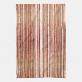 Rood, beige en wit gestreept patroon theedoek