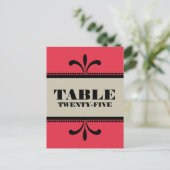 Rood/beige Fancy Art Deco Table Number Briefkaart (Staand voorkant)