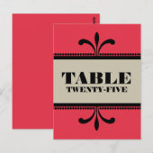 Rood/beige Fancy Art Deco Table Number Briefkaart (Voorkant / Achterkant)