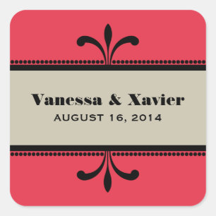 Rood/beige Fancy Deco Wedding Stickers