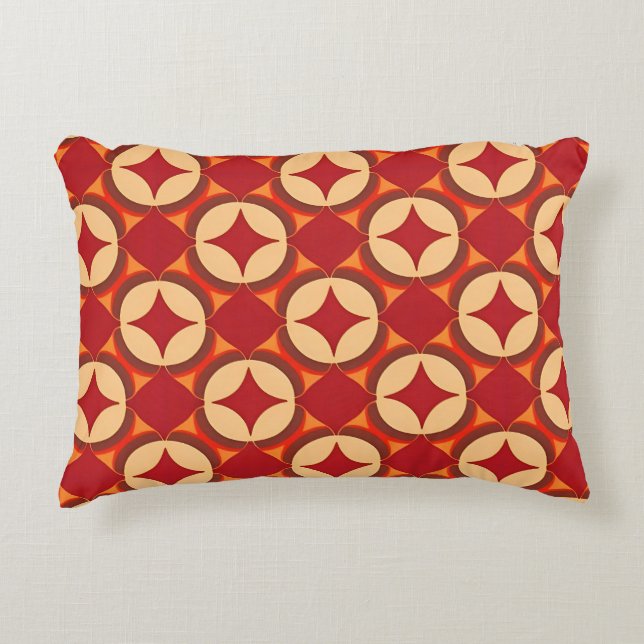 Rood Beige Geometrisch Patroon Voor Moderne Decora Accent Kussen (Voorkant)