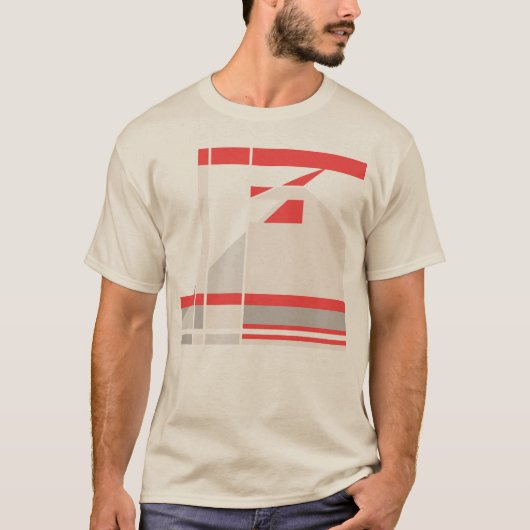 Rood Beige Grijs Geometrische Abstracte Kunst MCM  T-shirt (Voorkant)