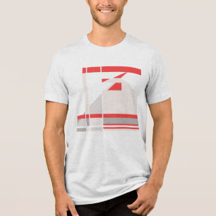 Rood Beige Grijs Geometrische Abstracte Kunst MCM  Tri-Blend Shirt