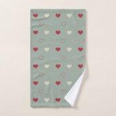 Rood & Beige Hartpatroon Behang Bad Handdoek (Handdoek)