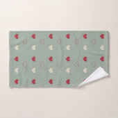 Rood & Beige Hartpatroon Behang Bad Handdoek (Handdoek)
