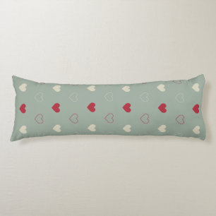 Rood & Beige Hartpatroon Behang Lichaamskussen
