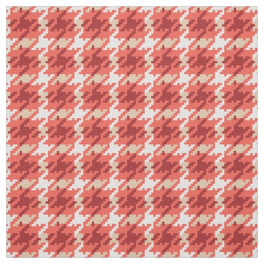  rood beige houndstooth plaid patroon stof (Swatch)