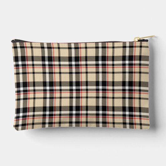 Rood Beige Tan Zwart Wit Schotten Clan Plaid Patro Etui (Achterkant)