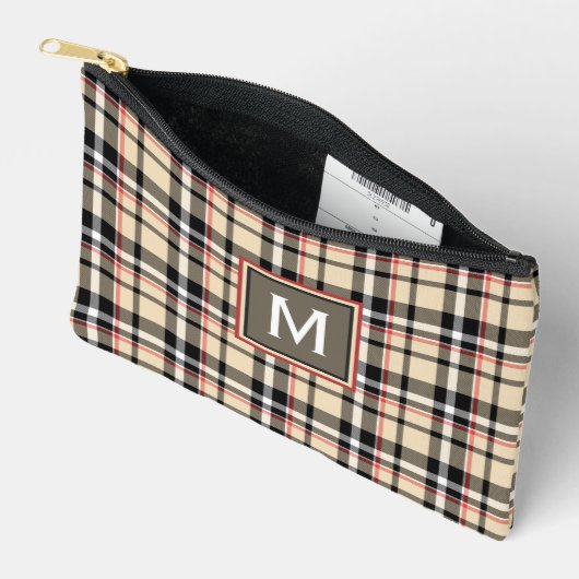 Rood Beige Tan Zwart Wit Schotten Clan Plaid Patro Etui (Open)