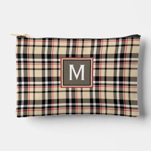 Rood Beige Tan Zwart Wit Schotten Clan Plaid Patro Etui (Voorkant)