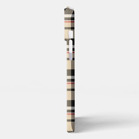 Rood Beige Tan Zwart Wit Schotten Clan Plaid Patro iPhone Hoesje (Linkerkant)