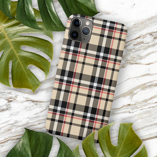 Rood Beige Tan Zwart Wit Schotten Clan Plaid Patro iPhone Hoesje