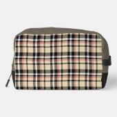 Rood Beige Tan Zwart Wit Schotten Clan Plaid Patro Toilettasje (Achterkant)
