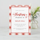 Rood & Beige Tartan Plaid Script Kerstfeest Kaart (Staand voorkant)