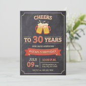 Rood Beige Verjaardagsuitnodiging Kaart (Staand voorkant)