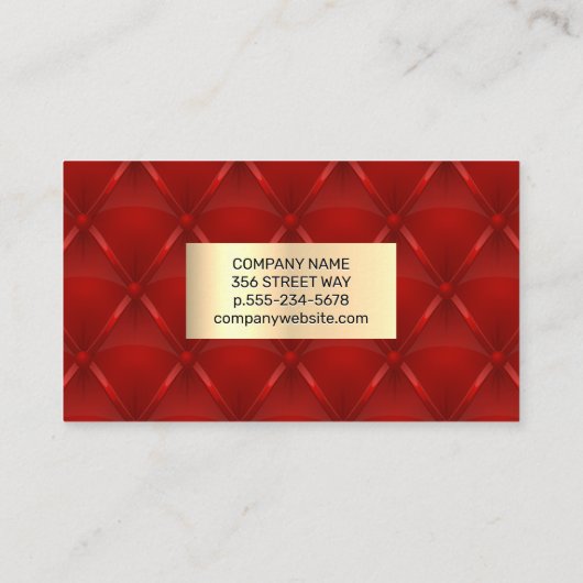 Rood bekleed | Goud metaal Visitekaartje (Achterkant)