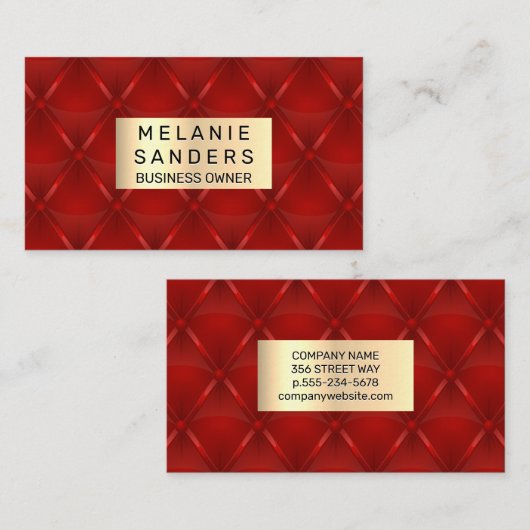 Rood bekleed | Goud metaal Visitekaartje (Voorkant / Achterkant)