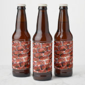 Rood, belletjes bij het rooien of bakstenen effect bier etiket (Flessen)