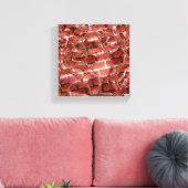 Rood, belletjes bij het rooien of bakstenen effect canvas afdruk (Insitu (Woonkamer))