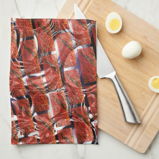 Rood, belletjes bij het rooien of bakstenen effect theedoek (Quarter Fold)