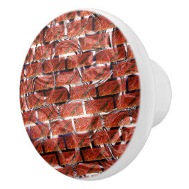 Rood, belletjes op raster of baksteen effect? Meta Keramische Knop