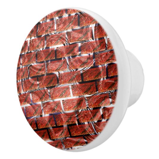 Rood, belletjes op raster of baksteen effect? Meta Keramische Knop (Rechts)