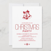 Rood Bells minimalistisch kerstfeest Kaart (Voorkant)