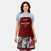 Rood Beste Moeder Ooit Moederdag Keepsake 3 Foto Schort (Gedragen)
