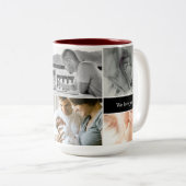 Rood Beste Papa Ooit Custom Foto Collage Papa Tweekleurige Koffiemok (Voorkant rechts)